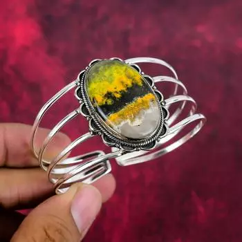 Браслет Bumblebee Jasper, ювелирные изделия из цельного серебра 925 пробы с драгоценными камнями, потрясающий браслет ручной работы на День матери Adjustable жёлтый