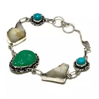 Браслет Cameo Santa Rosa с бирюзой и серебряным покрытием 925 пробы, 6–8 дюймов