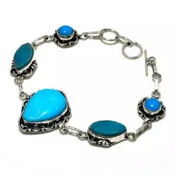 Браслет Cameo Santa Rosa с бирюзой и серебряным покрытием 925 пробы, 6–8 дюймов