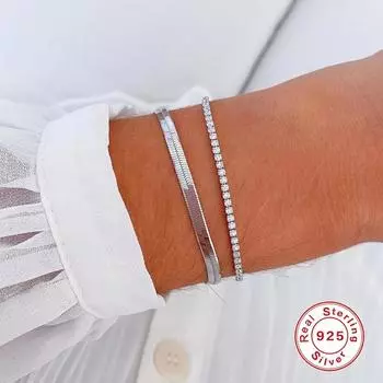 Браслет Canner из стерлингового серебра 925 пробы, женский регулируемый браслет, однорядные ювелирные изделия с цирконом золотой