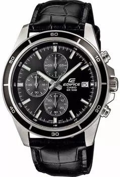 Браслет Casio Edifice Montre Homme Quartz Analogique Cadran Noir Cuir Noir - EFR-526L-1AVUEF - - - - -