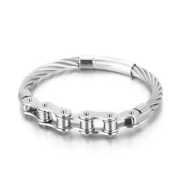 Браслет цепи мотоцикла панковского стиля Титанюм стальной шить для людей и женщин 220*6mm