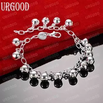 Браслет-цепочка из бисера-колокольчика из стерлингового серебра 925 пробы, модные свадебные украшения 20CM