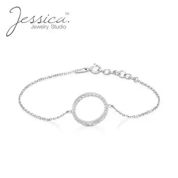 Браслет-цепочка из чистого серебра 925 пробы с кристаллами Pave Crystal Infinity Circle для женщин