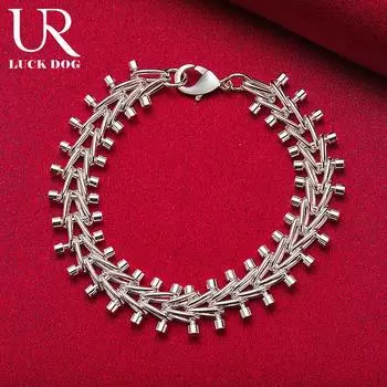 Браслет-цепочка из двухрядного стерлингового серебра 925 пробы, модные свадебные украшения 20CM