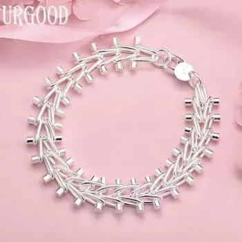 Браслет-цепочка из двухрядного стерлингового серебра 925 пробы, модные свадебные украшения 20CM