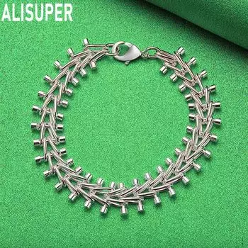 Браслет-цепочка из двухрядного стерлингового серебра 925 пробы, модные свадебные украшения 20CM