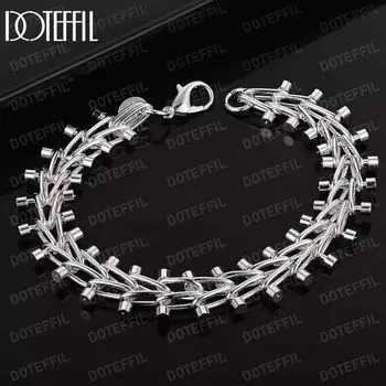 Браслет-цепочка из двухрядного стерлингового серебра 925 пробы, модные свадебные украшения 20CM