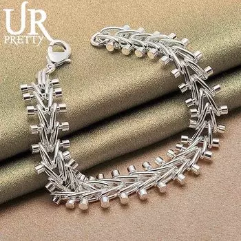 Браслет-цепочка из двухрядного стерлингового серебра 925 пробы, модные свадебные украшения 20CM