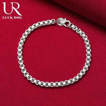 Браслет-цепочка из гладкого серебра 925 пробы 4 мм, модные свадебные украшения 20CM