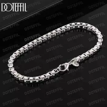 Браслет-цепочка из гладкого серебра 925 пробы 4 мм, модные свадебные украшения 20CM