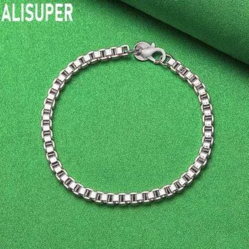 Браслет-цепочка из гладкого серебра 925 пробы 4 мм, модные свадебные украшения 20CM