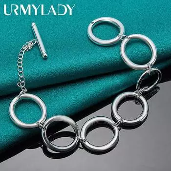 Браслет-цепочка из стерлингового серебра 925 пробы для женщин, модные ювелирные изделия для свадебной вечеринки 20cm