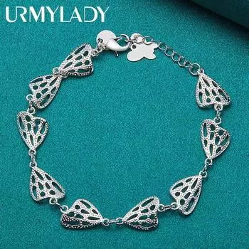 Браслет-цепочка из стерлингового серебра 925 пробы с бабочкой, модные очаровательные ювелирные изделия 20cm