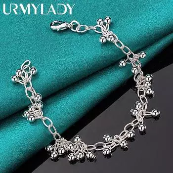 Браслет-цепочка из стерлингового серебра 925 пробы для женщин, свадебные модные очаровательные украшения 20cm