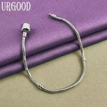 Браслет-цепочка из стерлингового серебра 925 пробы со змеей, модный подарок, ювелирные изделия для вечеринки 20cm