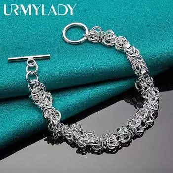 Браслет-цепочка из стерлингового серебра 925 пробы с несколькими кольцами для женщин и мужчин, модные ювелирные изделия для свадебной вечеринки и помолвки 20cm