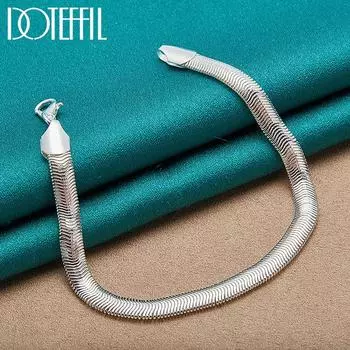 Браслет-цепочка из стерлингового серебра 925 пробы со змеей диаметром 6 мм 20cm