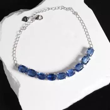 Браслет-цепочка из серебра 925 пробы с натуральным кианитом 15,3 карата, 8*6 мм, синие драгоценные камни, изящные украшения для женщин, повседневная одежда, хороший подарок синий