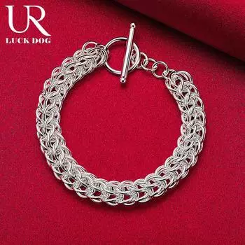 Браслет-цепочка из стерлингового серебра 925 пробы с несколькими кругами, модные свадебные украшения 20M