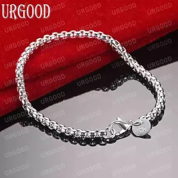 Браслет-цепочка из стерлингового серебра 925 пробы 4 мм, модные свадебные украшения 20CM