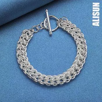 Браслет-цепочка из стерлингового серебра 925 пробы с несколькими кругами, модные свадебные украшения 20CM