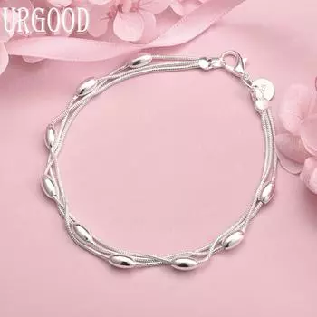 Браслет-цепочка из стерлингового серебра 925 пробы, модные свадебные украшения 20CM