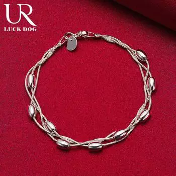 Браслет-цепочка из стерлингового серебра 925 пробы Модные свадебные украшения 20CM