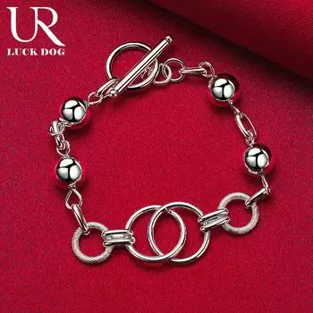 Браслет-цепочка из стерлингового серебра 925 пробы с несколькими круглыми шариками и гладкими бусинами, модные свадебные украшения 20CM