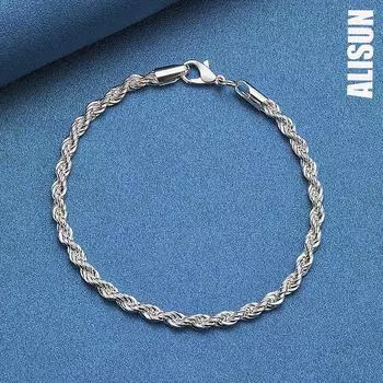 Браслет-цепочка из стерлингового серебра 925 пробы с волнами длиной 4 мм, модные свадебные украшения 20CM