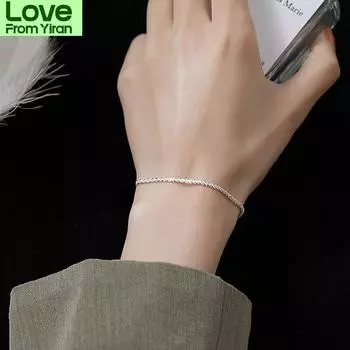 Браслет-цепочка из стерлингового серебра 925 пробы для женщин, модный регулируемый браслет, минималистичные ювелирные изделия, подарки, оптовая продажа S -B446 14.5cm add 5cm