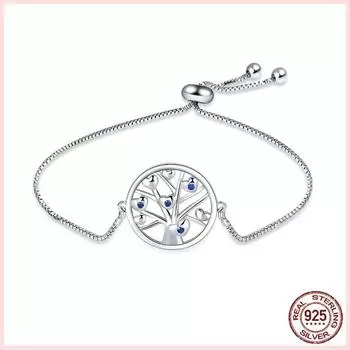 Браслет-цепочка из стерлингового серебра 925 пробы с регулируемым размером «Дерево жизни» для женщин, подлинные серебряные ювелирные изделия, подарок Pulseira Prata 925 Feminina