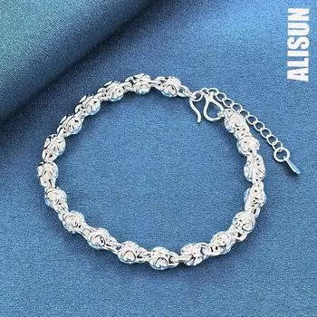 Браслет-цепочка из стерлингового серебра 925 пробы, модные свадебные украшения 20CM