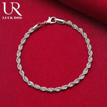 Браслет-цепочка из стерлингового серебра 925 пробы с волнами длиной 4 мм, модные свадебные украшения 20CM