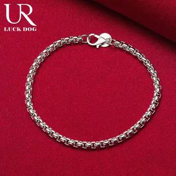 Браслет-цепочка из стерлингового серебра 925 пробы 4 мм, модные свадебные украшения 20CM