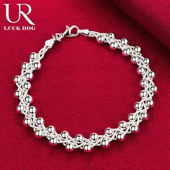 Браслет-цепочка из стерлингового серебра 925 пробы с бусинами из винограда, модные ювелирные изделия 20CM