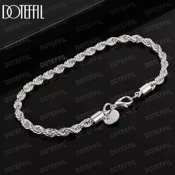 Браслет-цепочка из стерлингового серебра 925 пробы с волнами длиной 4 мм, модные свадебные украшения 20CM