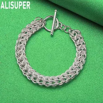 Браслет-цепочка из стерлингового серебра 925 пробы с несколькими кругами, модные свадебные украшения 20CM