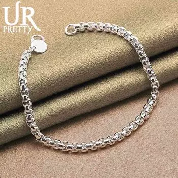 Браслет-цепочка из стерлингового серебра 925 пробы 4 мм, модные свадебные украшения 20CM