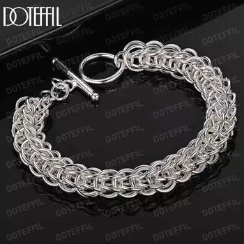 Браслет-цепочка из стерлингового серебра 925 пробы с несколькими кругами, модные свадебные украшения 20CM