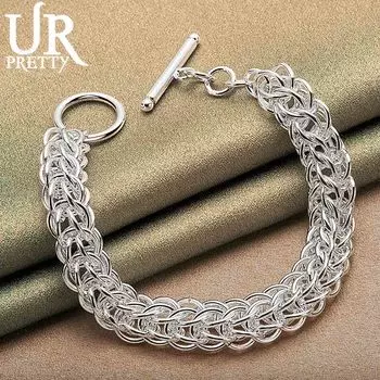 Браслет-цепочка из стерлингового серебра 925 пробы с несколькими кругами, модные свадебные украшения 20CM