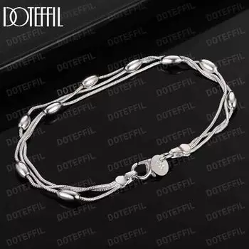 Браслет-цепочка из стерлингового серебра 925 пробы Модные свадебные украшения 20CM