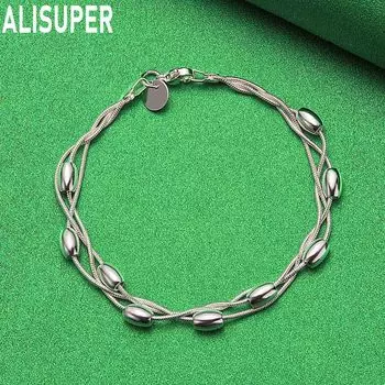 Браслет-цепочка из стерлингового серебра 925 пробы Модные свадебные украшения 20CM