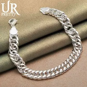 Браслет-цепочка из стерлингового серебра 925 пробы, модные свадебные украшения 20CM