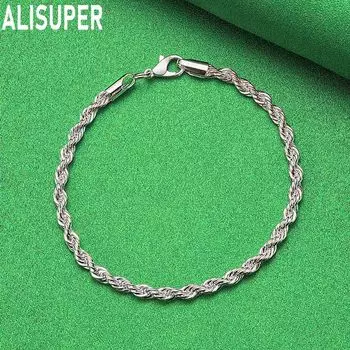 Браслет-цепочка из стерлингового серебра 925 пробы с волнами длиной 4 мм, модные свадебные украшения 20CM