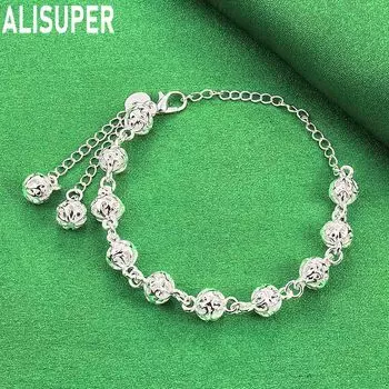 Браслет-цепочка из стерлингового серебра 925 пробы с полыми шариками и 8 мм, модные свадебные украшения 20CM