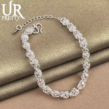 Браслет-цепочка из стерлингового серебра 925 пробы, модные свадебные украшения 20CM