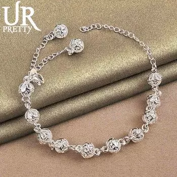 Браслет-цепочка из стерлингового серебра 925 пробы с полыми шариками и 8 мм, модные свадебные украшения 20CM