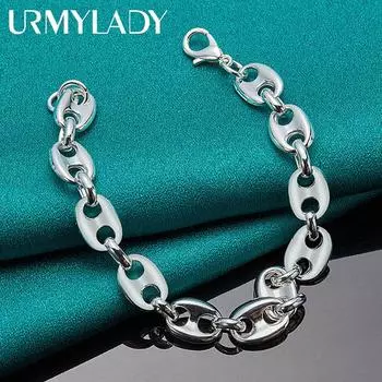 Браслет-цепочка из стерлингового серебра 925 пробы для женщин и мужчин, модные ювелирные изделия для свадебной вечеринки 20cm