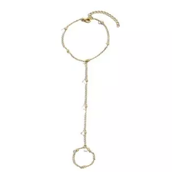 Браслет-цепочка на руку, кольцо, браслет, цепочка на руку, золотые браслеты для женщин, браслет-цепочка на палец с набором для женщин One Size